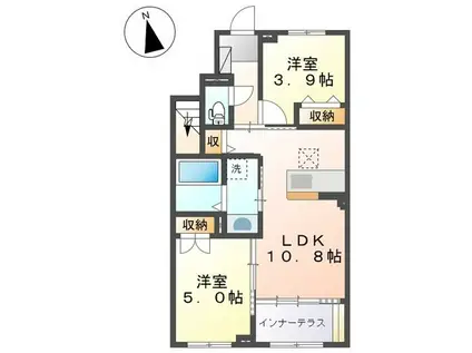 リアン・ド・サーラ(2LDK/1階)の間取り写真