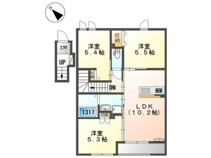 サンモール金ヶ崎(3LDK/2階)の間取り写真