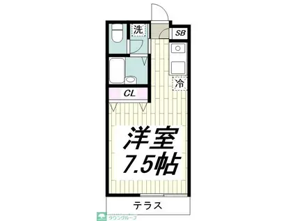 プレシード上倉田(ワンルーム/1階)の間取り写真