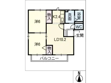 フレグランスCHATEAU A(2LDK/2階)の間取り写真