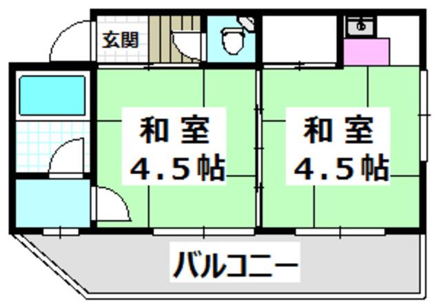 藤田ハイツ(1DK/2階)の間取り写真