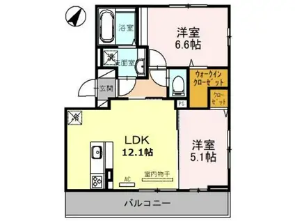 いつき 弐(2LDK/3階)の間取り写真