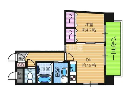 オルフェア上本町VII番館(1DK/3階)の間取り写真