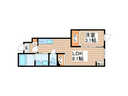 モアナマカナエルア(1LDK/1階)の間取り写真