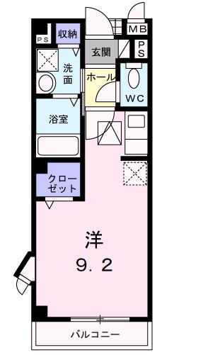 リフティー井上B(ワンルーム/1階)の間取り写真