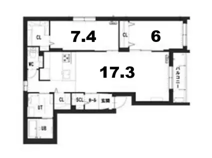グランメールキャルム(2LDK/1階)の間取り写真