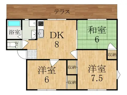 サンライズ三笠II(3DK/1階)の間取り写真