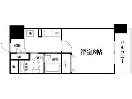 ディオレ・クレスト東心斎橋(1K/4階)の間取り写真