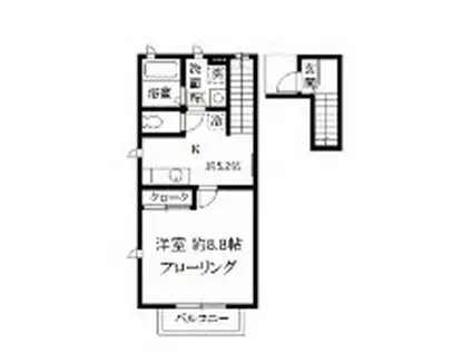 ウィスタリア(1K/2階)の間取り写真