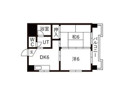 サンライズマンション(2DK/4階)の間取り写真