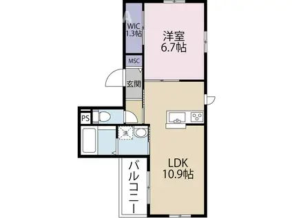 アイビー館(1LDK/2階)の間取り写真