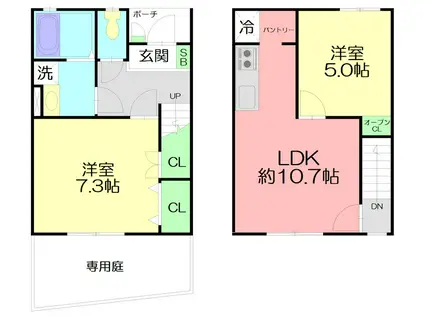 LUCE桜が岡(2LDK/1階)の間取り写真