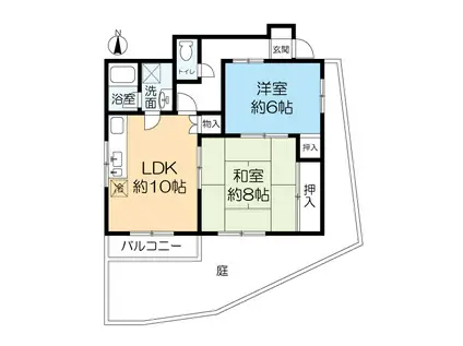 武庫之荘ベルエアー(2LDK/1階)の間取り写真