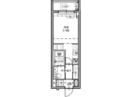 B CITY APARTMENT SHINAGAWA ウエスト(1K/1階)の間取り写真