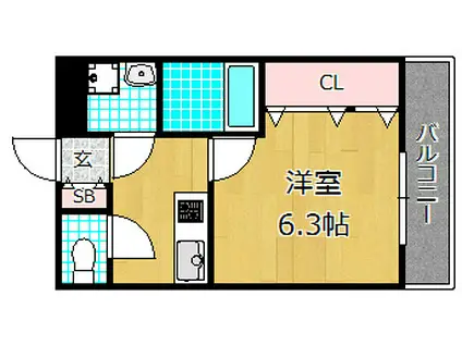 リバティKM(1K/1階)の間取り写真