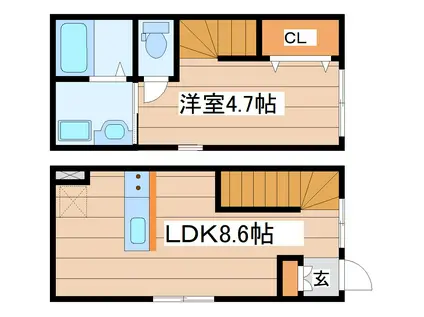アスフォート(1LDK/1階)の間取り写真