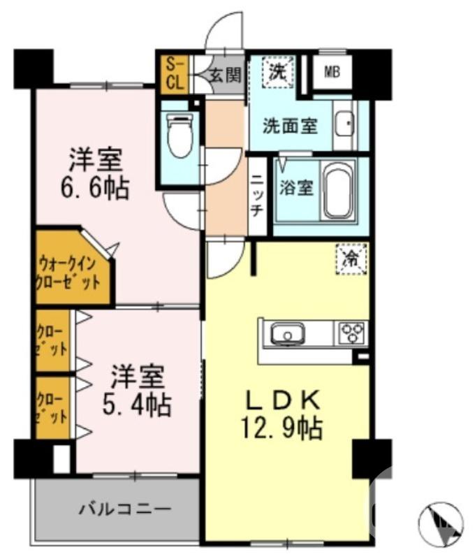 ブランドール東百舌鳥(2LDK/1階)の間取り写真