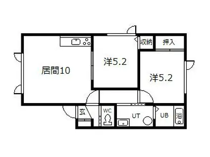チョコハウスI(2LDK/2階)の間取り写真