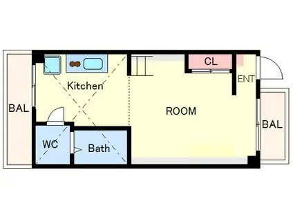 ハイサルーン(ワンルーム/3階)の間取り写真