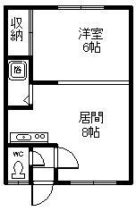 サンライトハイム(1DK/2階)の間取り写真