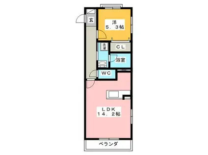 エスペランスF(1LDK/1階)の間取り写真