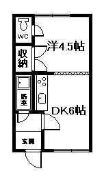スカイハイツ(1DK/1階)の間取り写真