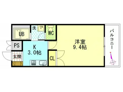 フォルム幟町(1K/5階)の間取り写真