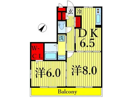 グランフィールド松江II(2DK/3階)の間取り写真