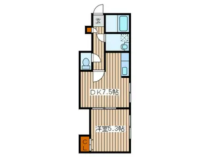 フェリシティ(1DK/3階)の間取り写真