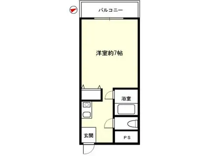 ラヴィール山手町(1K/2階)の間取り写真