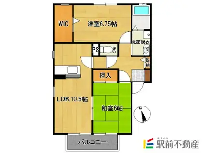 ヴィラージュプロバンスA棟(2LDK/2階)の間取り写真