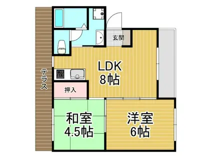 フリージャガーデン(2LDK/1階)の間取り写真