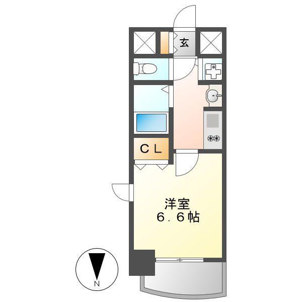プレサンス大須観音駅前サクシード(1K/2階)の間取り写真