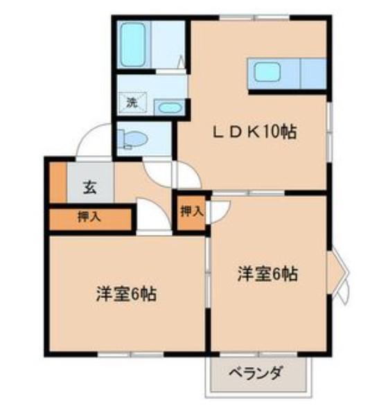 グリーンリーフ拾番館(2LDK/2階)の間取り写真