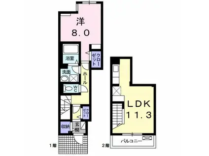 シトラス・ヴィレッジC(1LDK/1階)の間取り写真