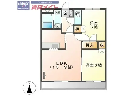 リバティーコート(2LDK/1階)の間取り写真