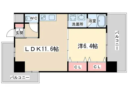 ノースヴィレッジ参番館(1LDK/3階)の間取り写真