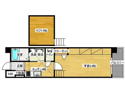 平勝ビル16(1K/6階)の間取り写真