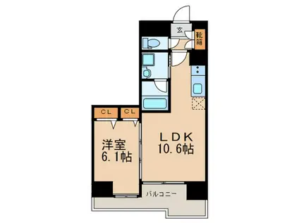 ベラジオ四条通(1LDK/4階)の間取り写真