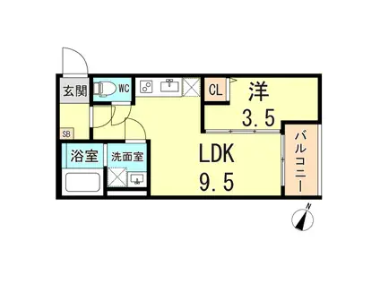 T.A海運町8丁目IIIA棟(1LDK/3階)の間取り写真