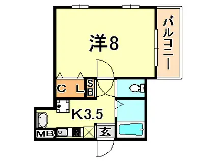 ジェヌイン本山(1K/4階)の間取り写真
