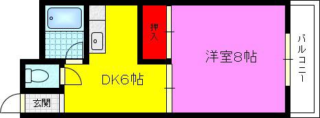 ハピネスカワグチ(1DK/3階)の間取り写真