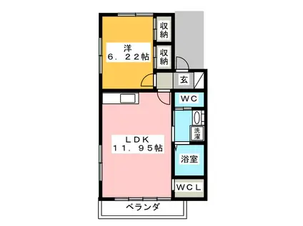 ミタカI(1LDK/2階)の間取り写真