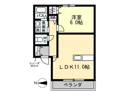 日光ハイツ並松(1LDK/1階)の間取り写真