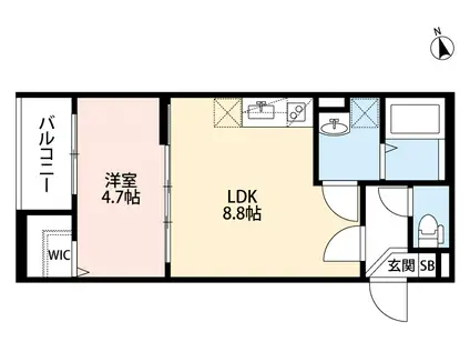 ティースカイあかし(1LDK/2階)の間取り写真