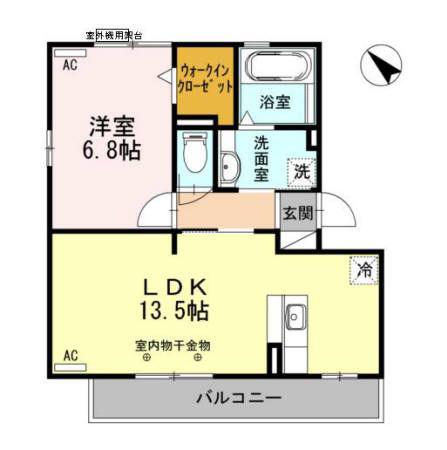 ラ クラシオン(1LDK/2階)の間取り写真