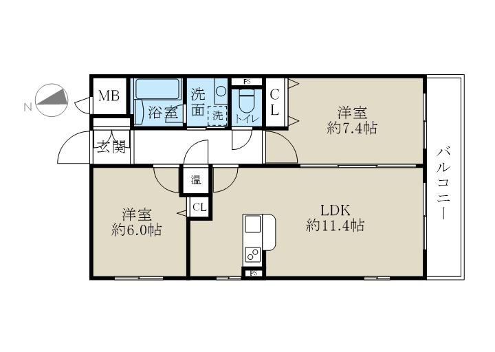 レガーロ旭町(2LDK/3階)の間取り写真