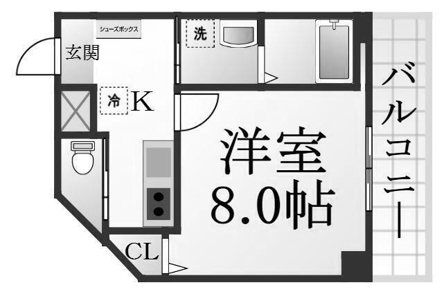 クレアドル須磨II(1K/3階)の間取り写真