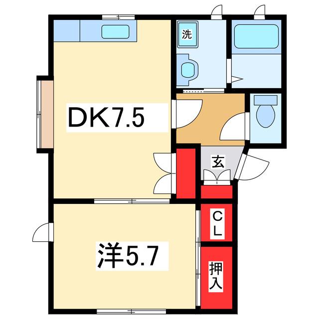 メゾン渚(1LDK/1階)の間取り写真