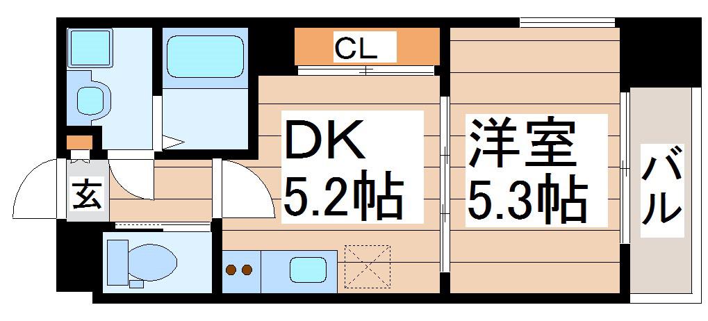 LA DOUCEUR片平(1DK/8階)の間取り写真